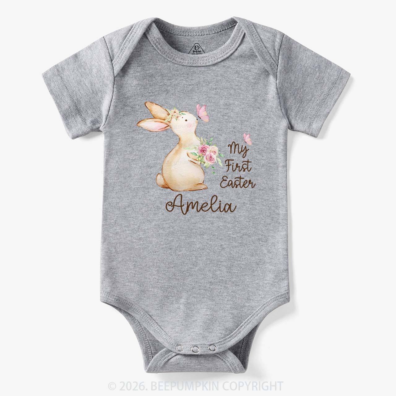 Personalized My First Easter Butterfly Kiss Bunny Baby Bodysuit
