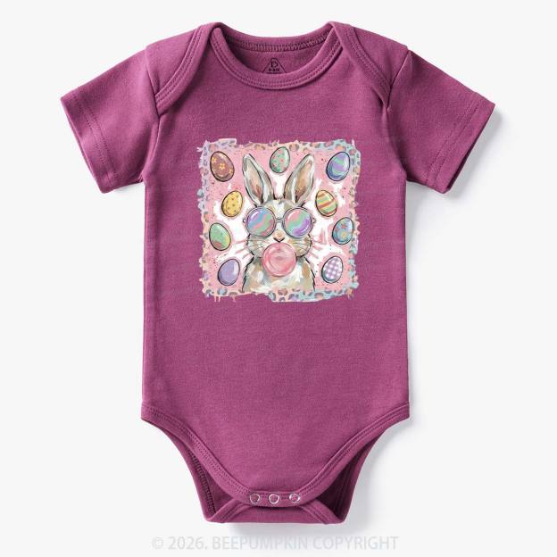 Retro Bubblegum Bunny Colorful Easter Eggs Baby Bodysuit