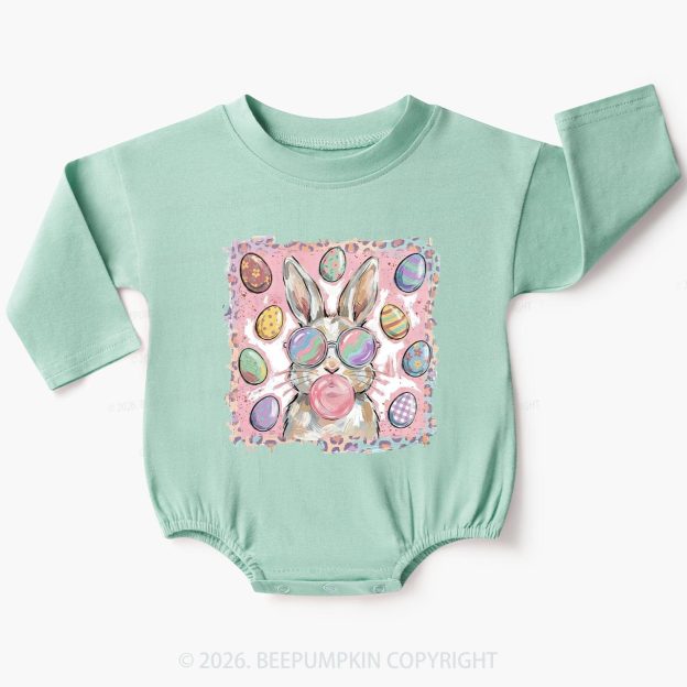 Retro Bubblegum Bunny Colorful Easter Eggs Baby Bubble Romper