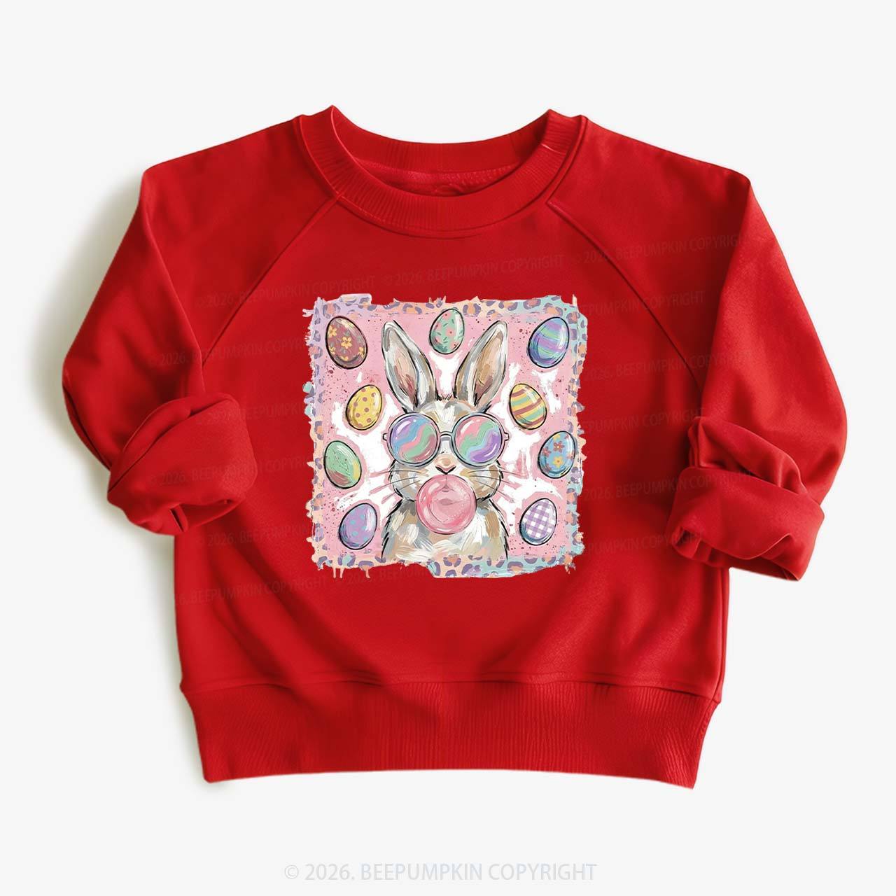 Retro Bubblegum Bunny Colorful Easter Eggs Kid's Sweatshirt