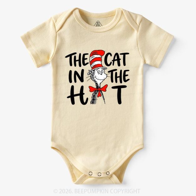 Whimsical Cat In The Hat Baby Bodysuit
