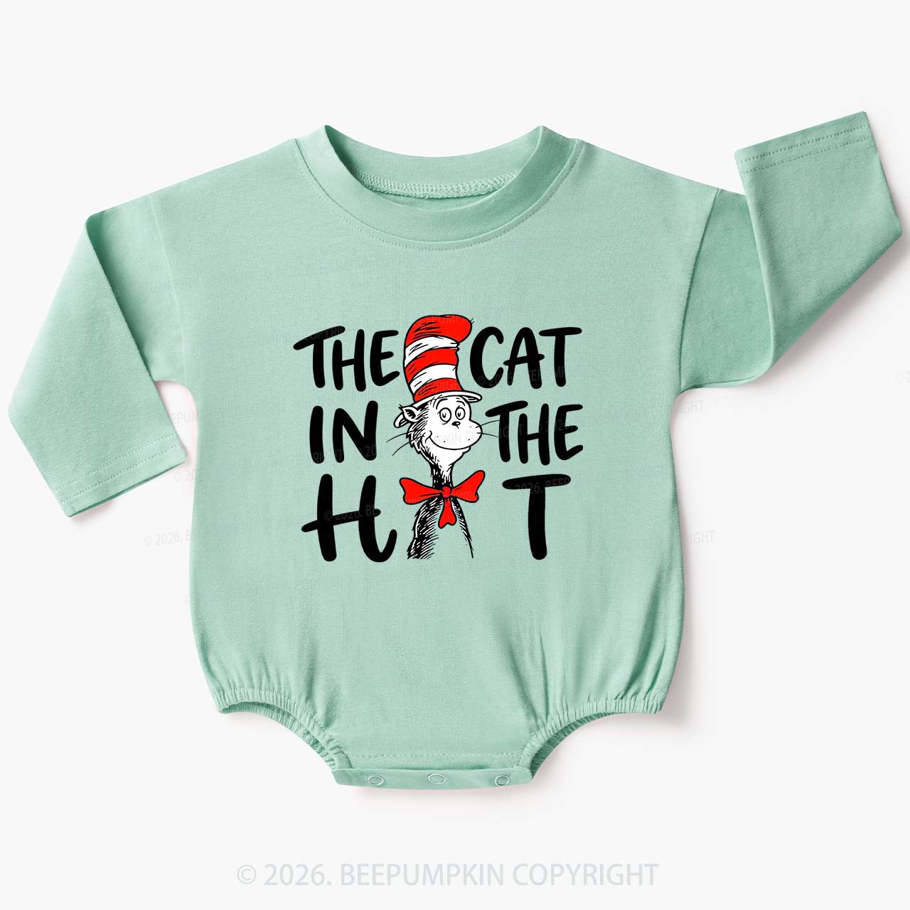 Whimsical Cat In The Hat Baby Baby Bubble Romper