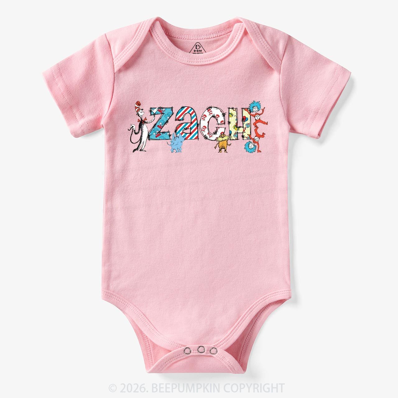 Personalized Seuss‑Style Letter Art Baby Bodysuit