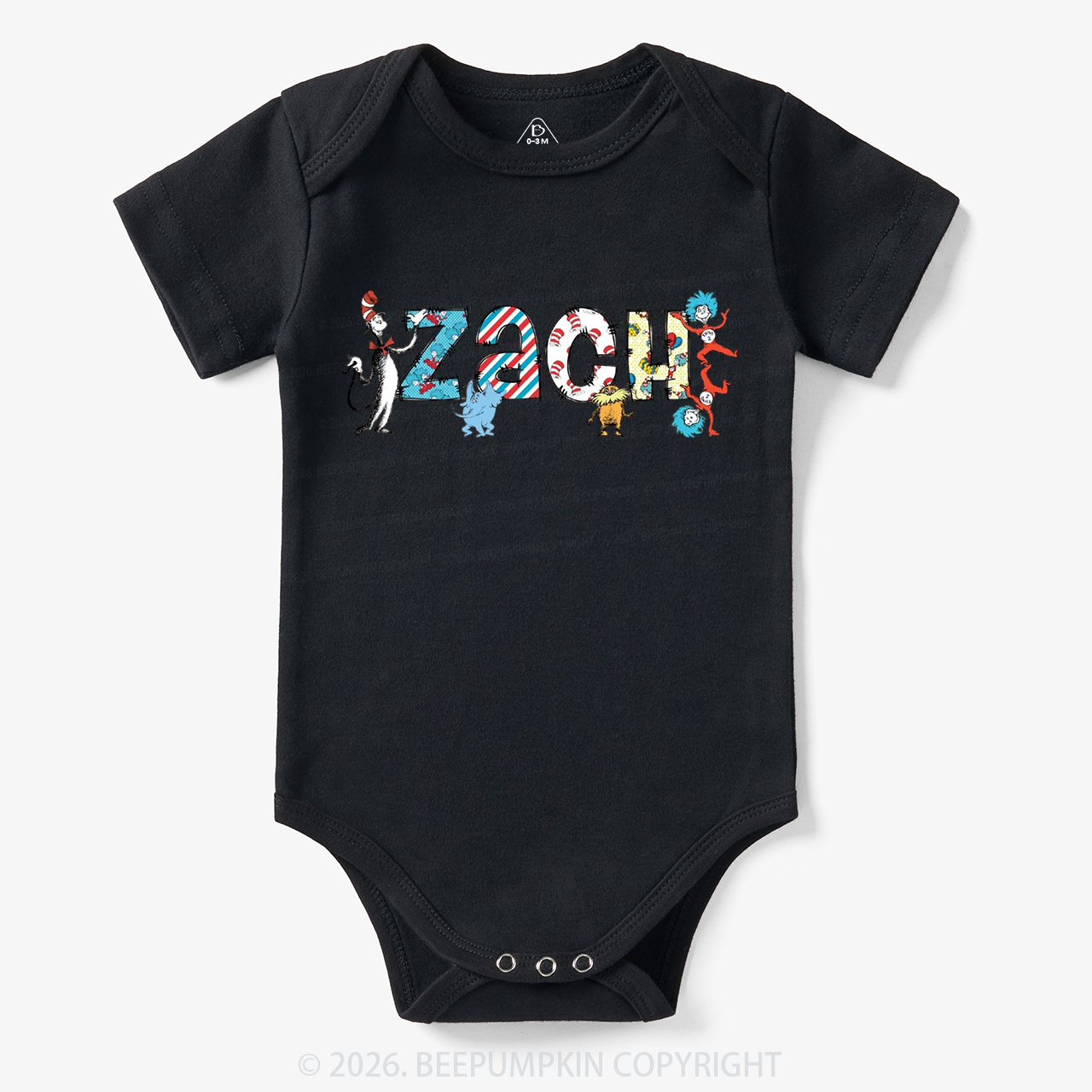 Personalized Seuss‑Style Letter Art Baby Bodysuit