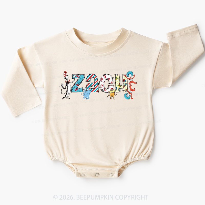 Personalized Seuss‑Style Letter Art Baby Bubble Romper