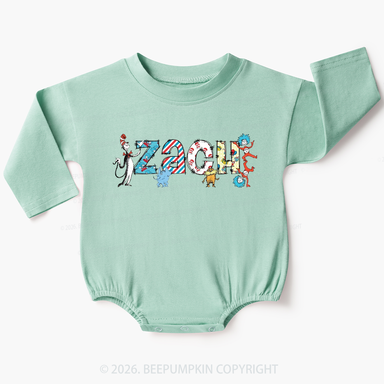 Personalized Seuss‑Style Letter Art Baby Bubble Romper