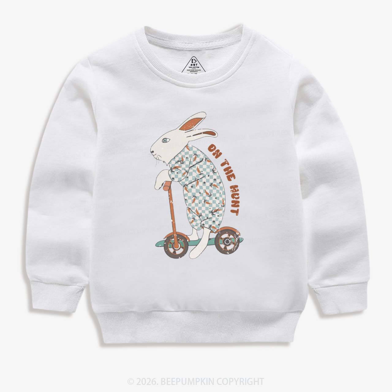 Bunny Scooter On The Hunt For Easter Eggs Kid's Sweatshirt