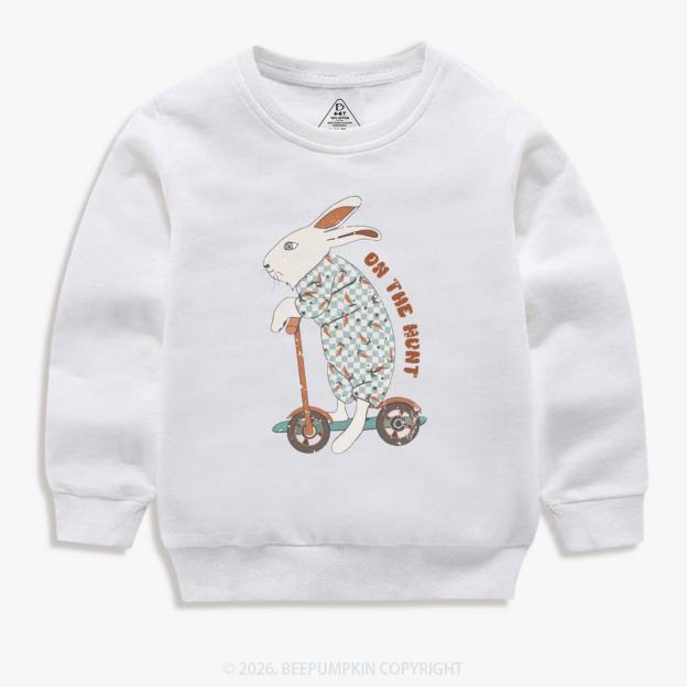 Bunny Scooter On The Hunt For Easter Eggs Kid's Sweatshirt