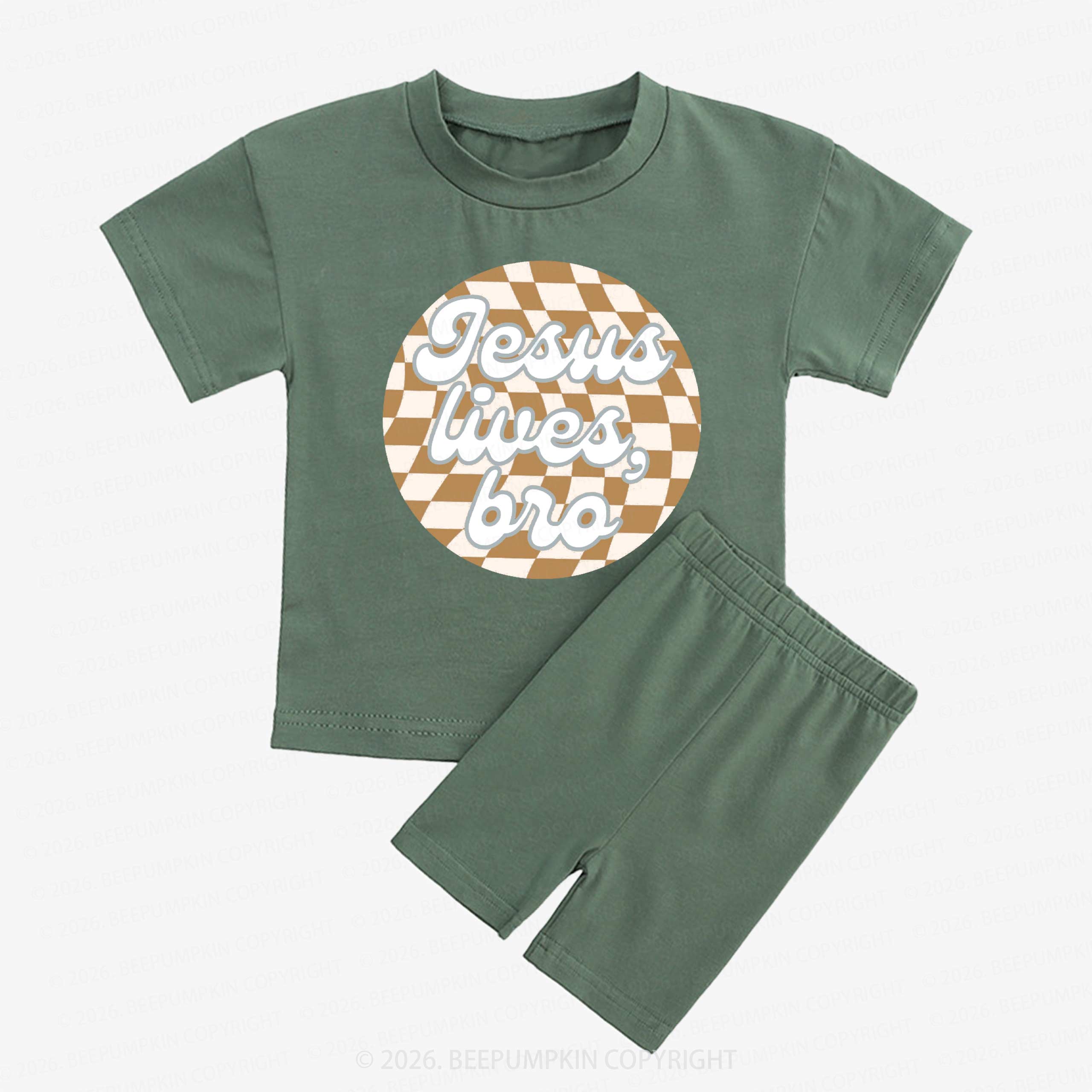 Easter Jesus Lives Kids Biker Shorts&Tee