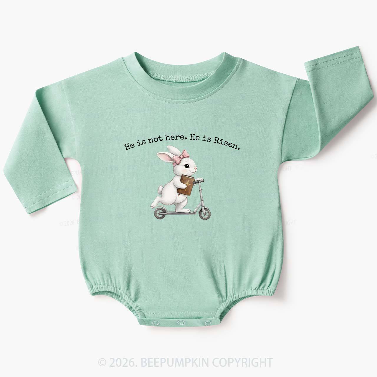He Is Not Here He is Risen Rabbit Christian Easter Baby Bubble Romper