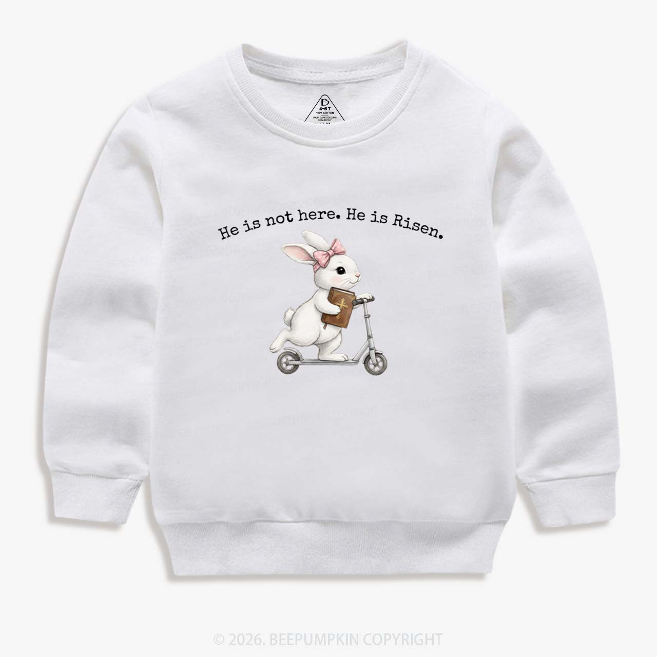 He Is Not Here He is Risen Rabbit Christian Easter Kid's Sweatshirt