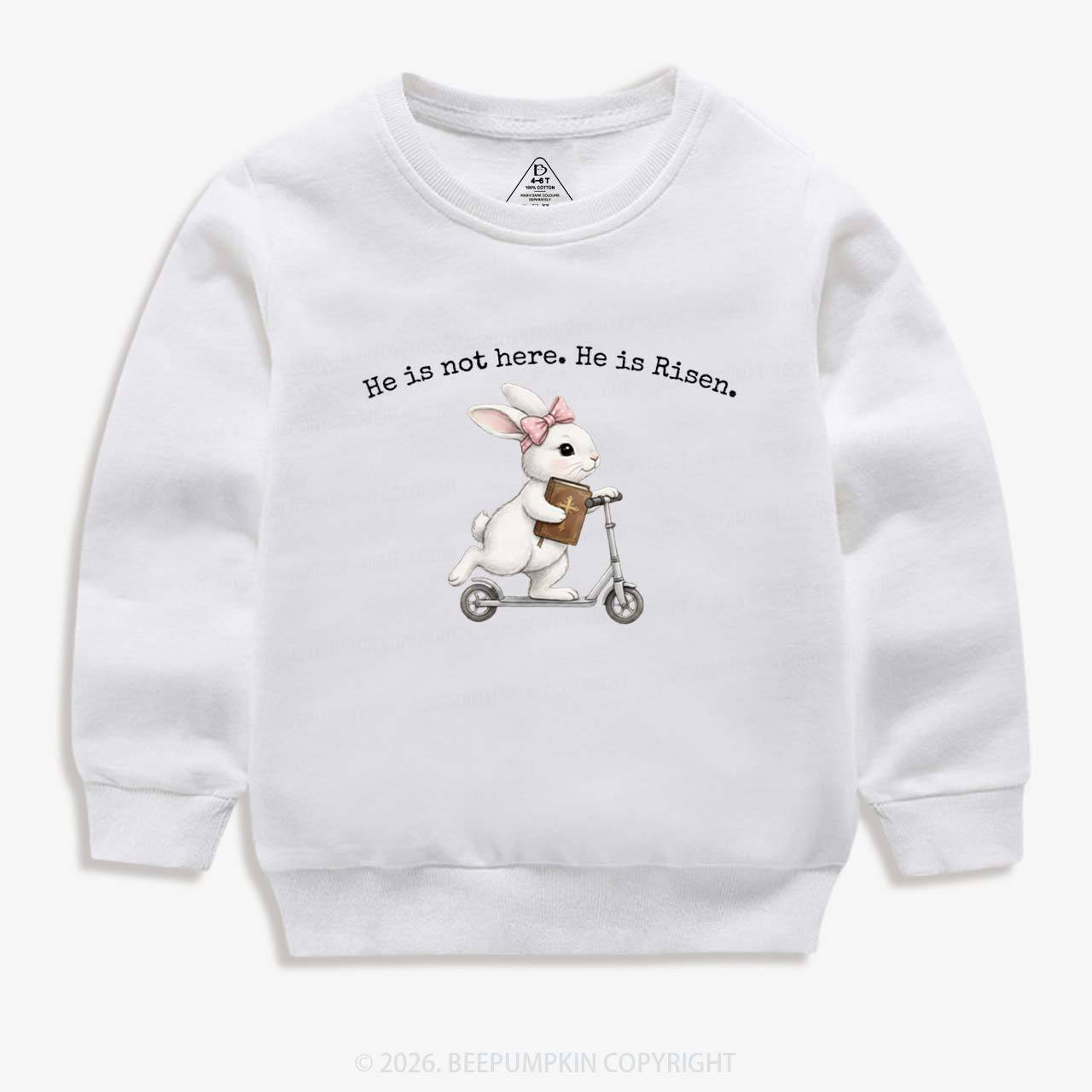 He Is Not Here He is Risen Rabbit Christian Easter Kid's Sweatshirt