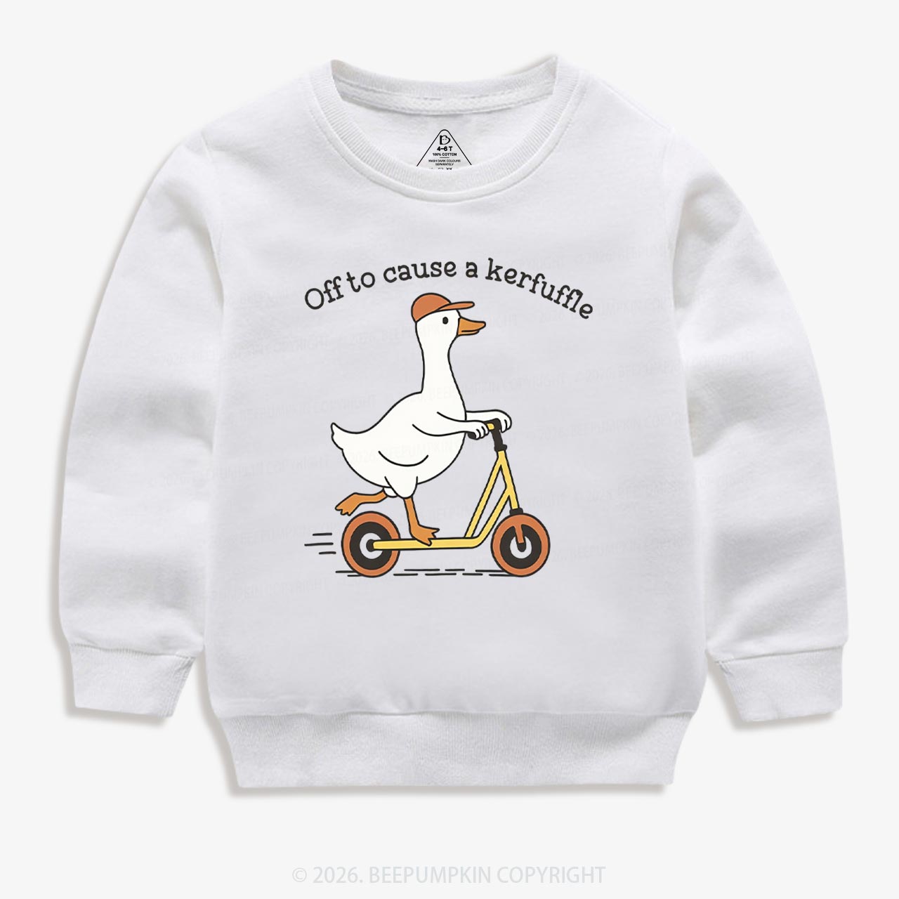 Off To Cause A Kerfuffle Silly Duck Animal Toddler&Kid's Sweatshirt