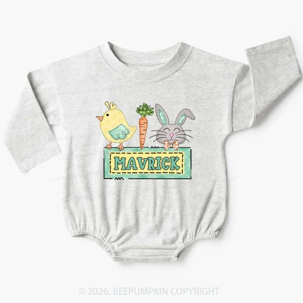 Personalized Name Easter Bunny Carrot Baby Bubble Romper