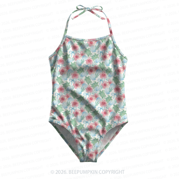 [Copy]Bloom Garden Girls Halter Tie Swimsuit