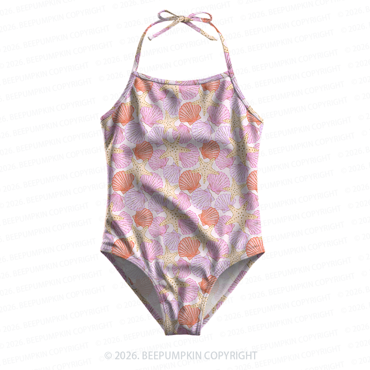 Ocean Shell Girls Halter Tie Swimsuit