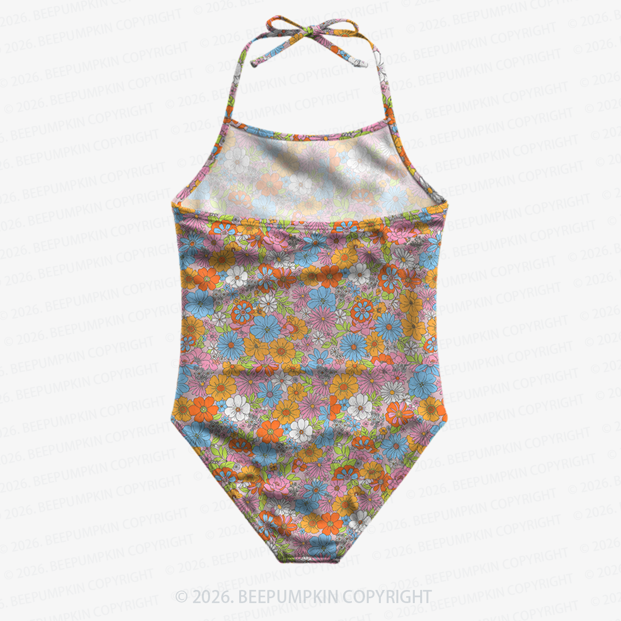 Retro Daisy Girls Halter Tie Swimsuit
