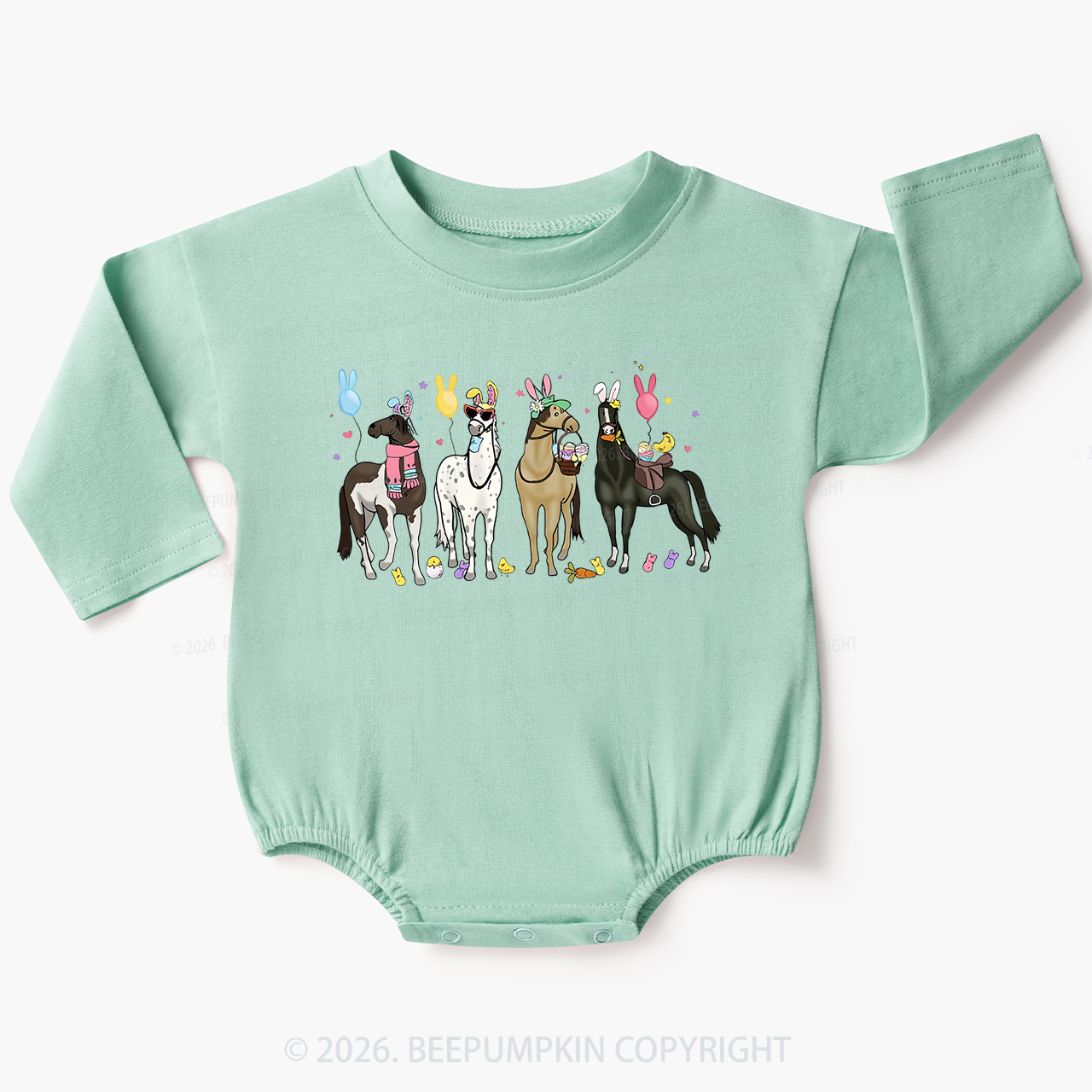 Funny Horse Easte Baby Bubble Romper