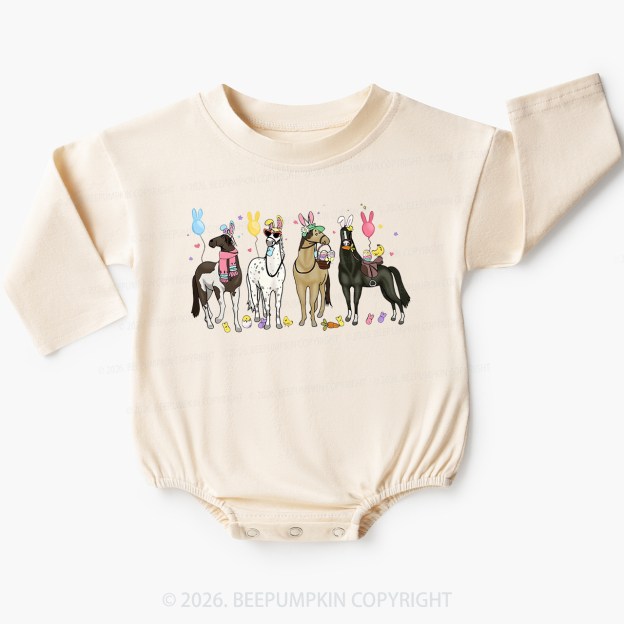 Funny Horse Easte Baby Bubble Romper