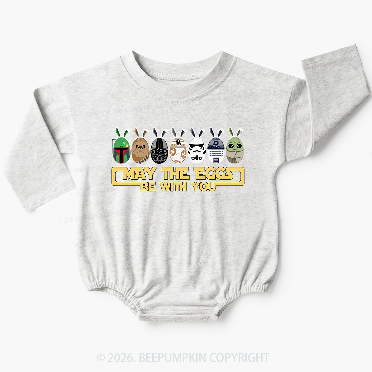 May The Eggs Be With You Baby Bubble Romper