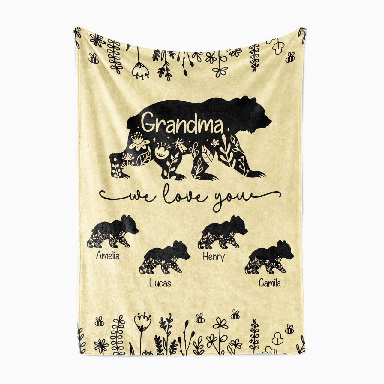 Personalized Grandma Bear Hugs Fleece Blanket