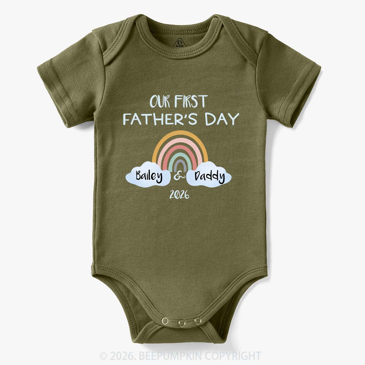 Personalization Our First Father's Day Rainbow Bodysuit For Baby
