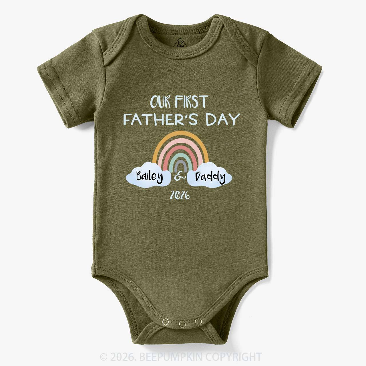 Personalization Our First Father's Day Rainbow Bodysuit For Baby Sale-Beepumpkin™