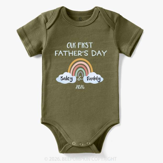 Personalization Our First Father's Day Rainbow Bodysuit For Baby