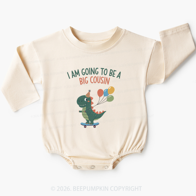 I'm Going To Be A Big Cousin Dinosaur Baby Bubble Romper