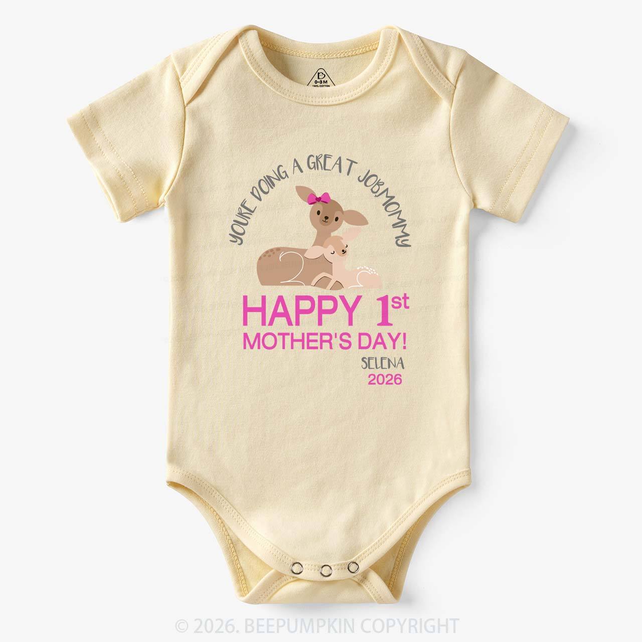 Happy 1st Mother's Day Deer Bodysuit For Baby