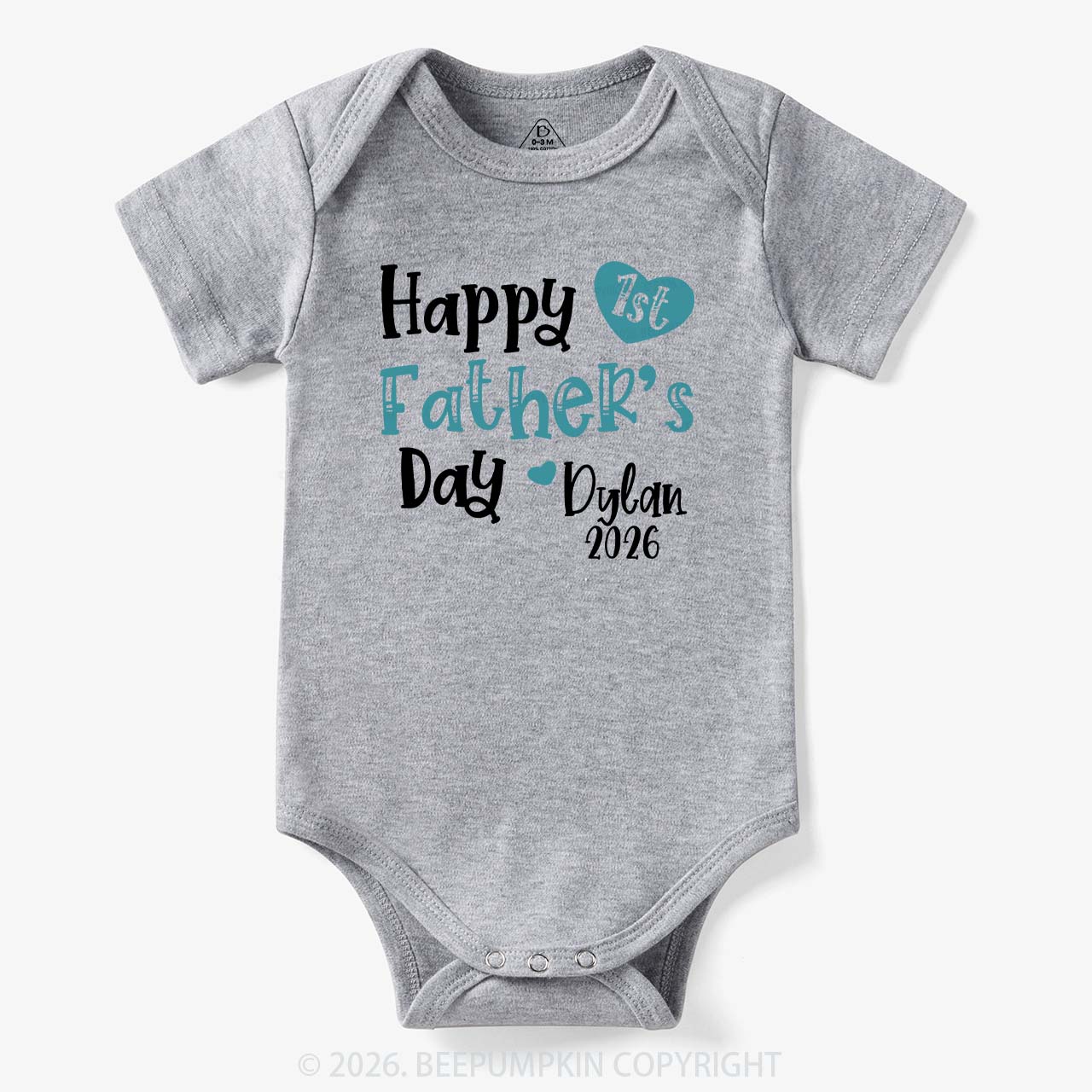 Personalized Happy 1st Father's Day Blue Bodysuit Beepumpkin
