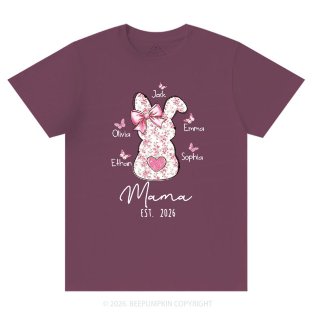 Personalised Pink Floral Butterfly Bunny Easter T-Shirt