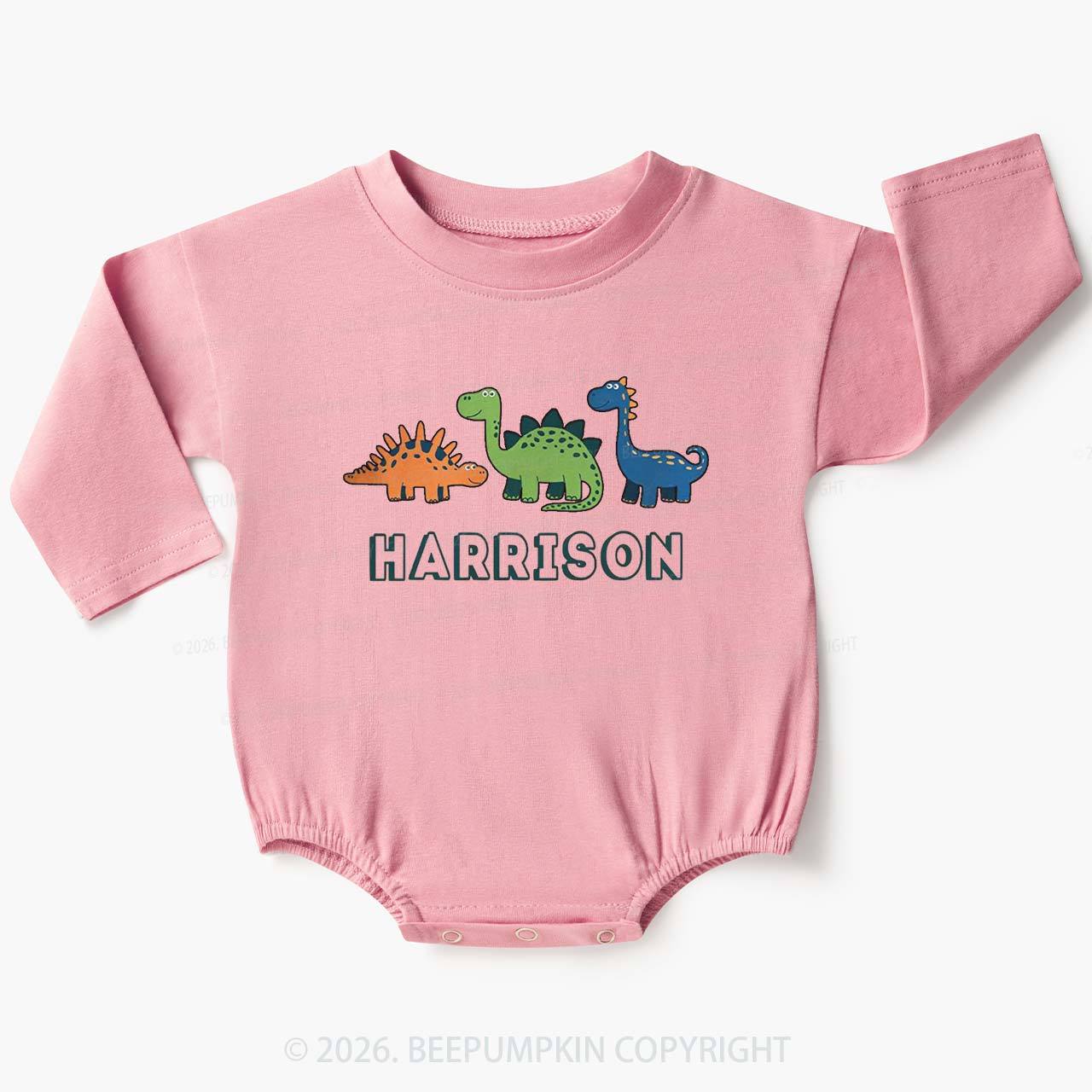 Personalized Cute Dinosaur Name Baby Bubble Romper