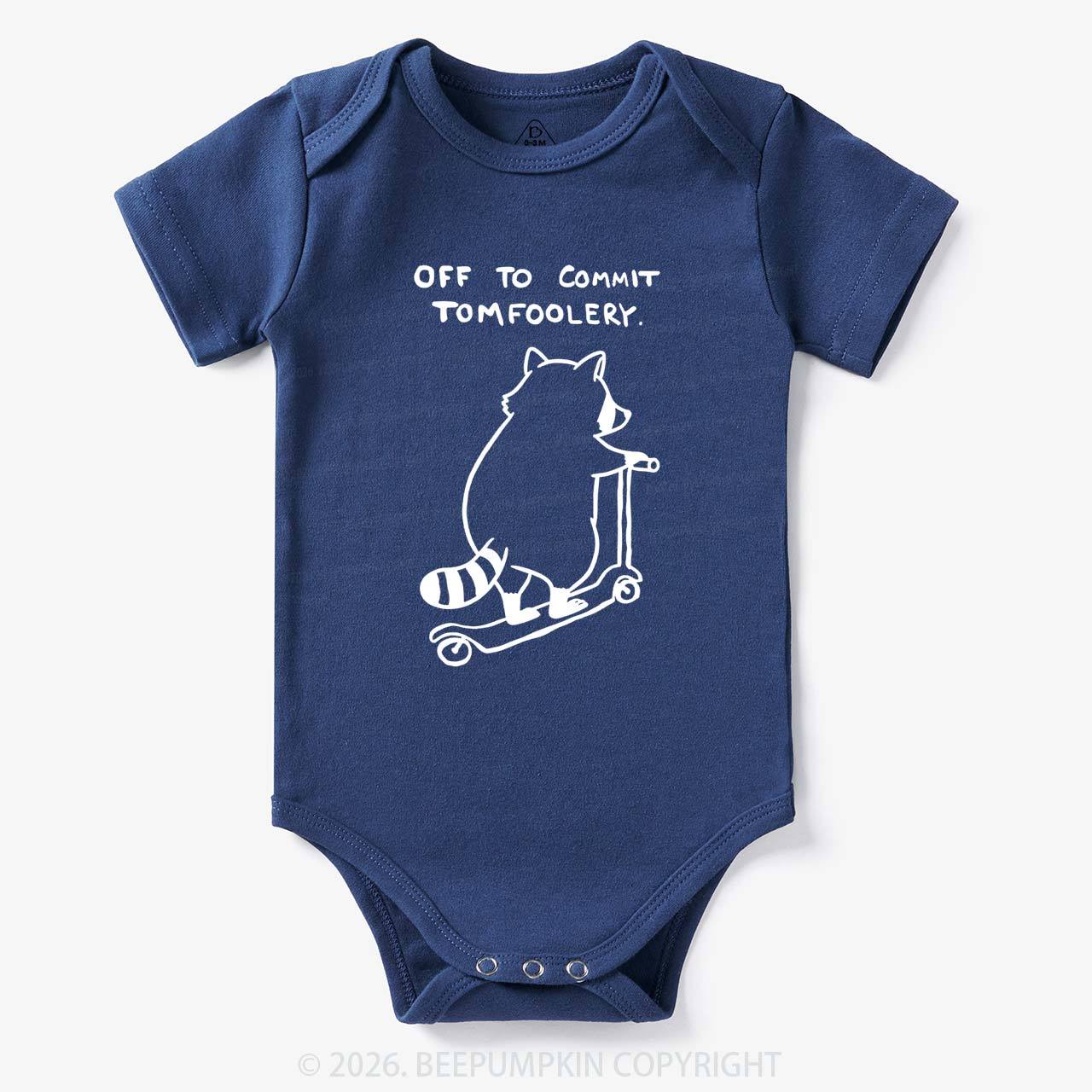 Off To Commit Tom Foolery Silly Raccoon Bodysuit