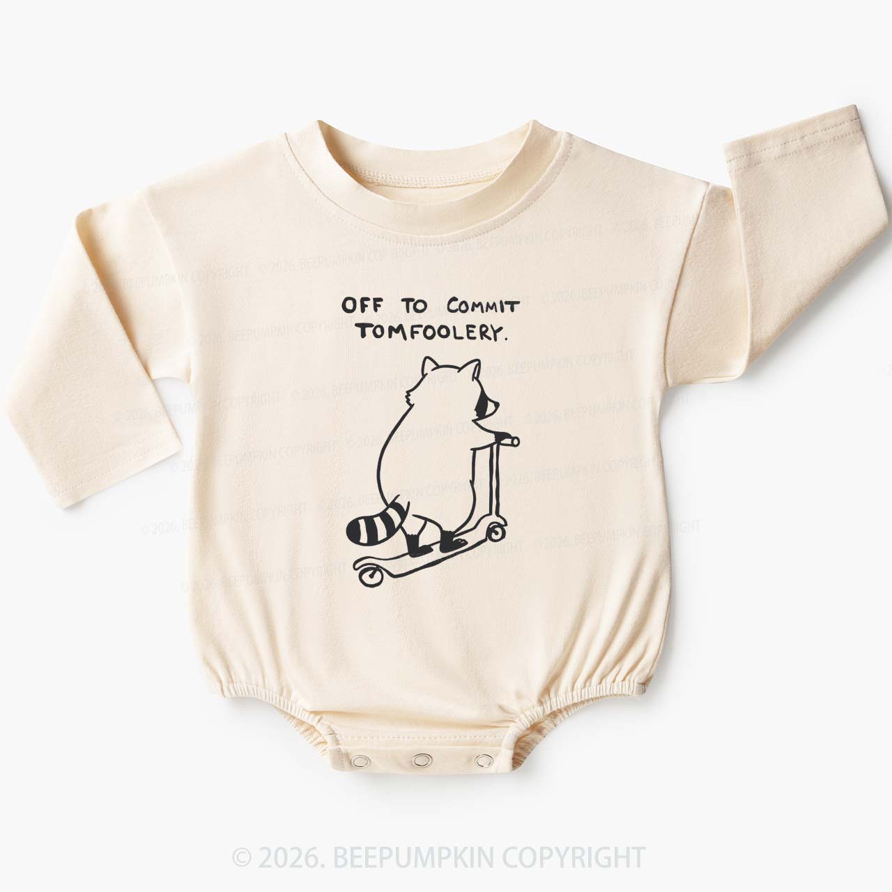 Off To Commit Tom Foolery Silly Raccoon Baby Bubble Romper