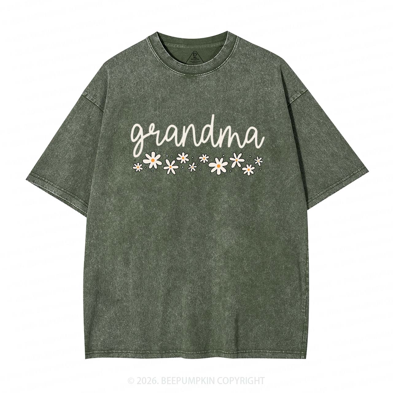 Daisy Floral Grandma Adult Washed T-Shirts