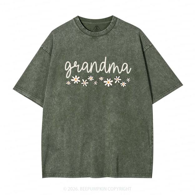 Daisy Floral Grandma Adult Washed T-Shirts