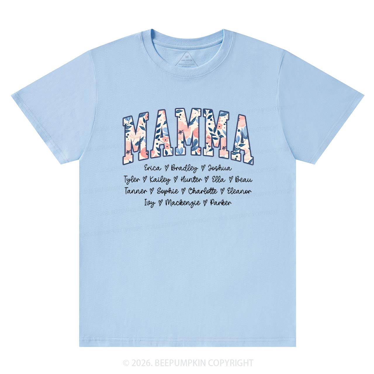Personalized Floral with Names Mother's Day T-Shirts
