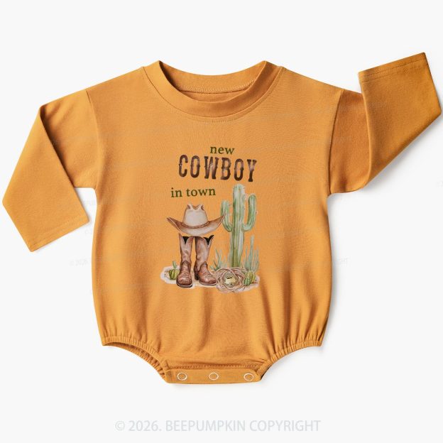 New Cowboy in Town Western Baby Bubble Romper