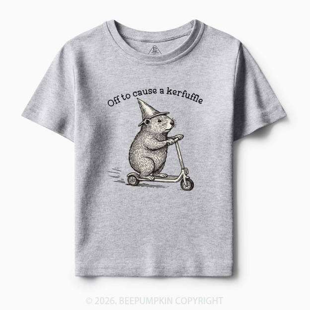 Off To Cause A Kerfuffle Groundhog Scooter Toddler&Kid's Tees