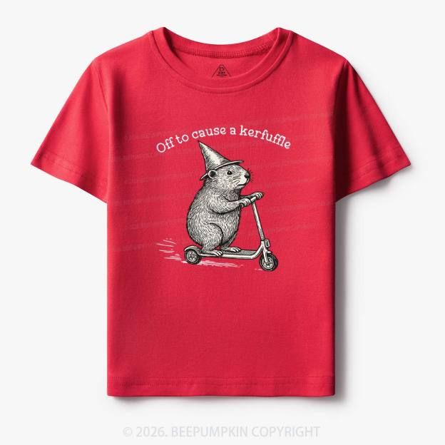 Off To Cause A Kerfuffle Groundhog Scooter Toddler&Kid's Tees