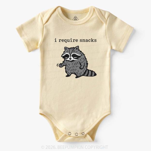 I Require Snacks Raccoon Bodysuit