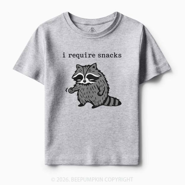 I Require Snacks Raccoon Toddler&Kid's Tees