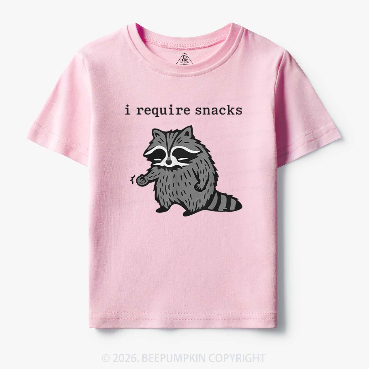 I Require Snacks Raccoon Toddler&Kid's Tees