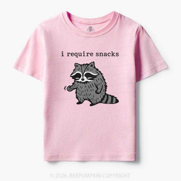 I Require Snacks Raccoon Toddler&Kid's Tees