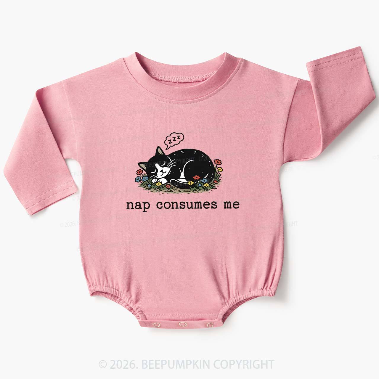 Funny Cat Meme Nap Consumes Me Baby Bubble Romper
