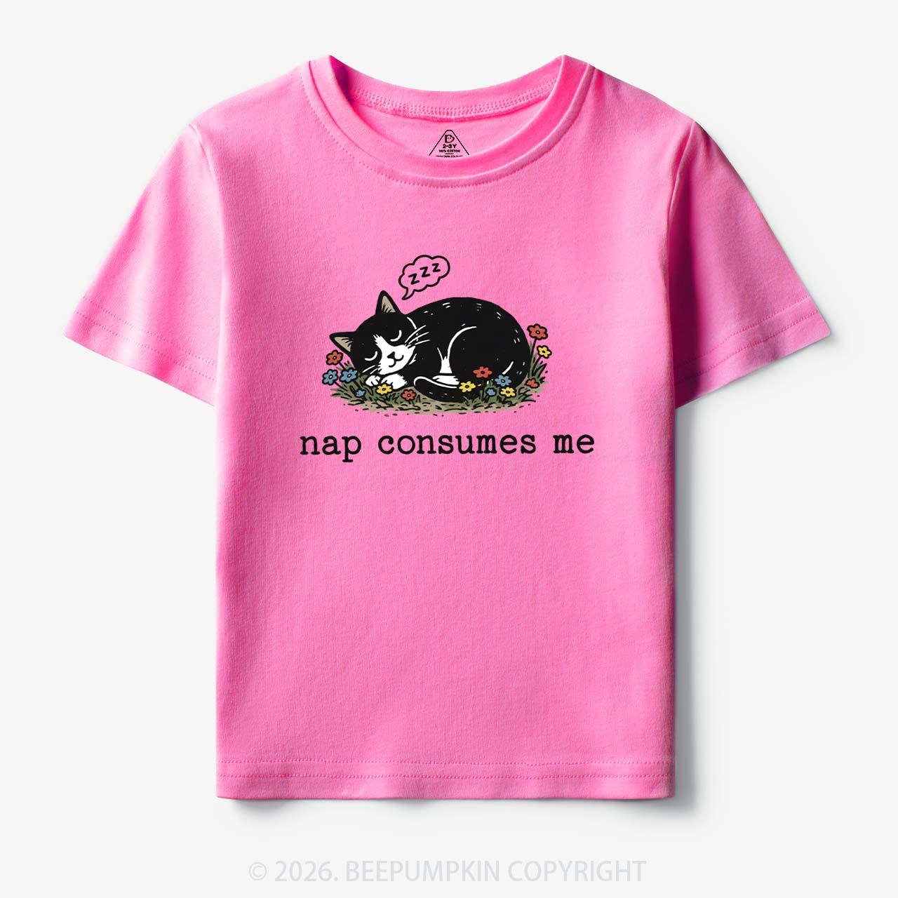 Funny Cat Meme Nap Consumes Me Toddler&Kid's Tees