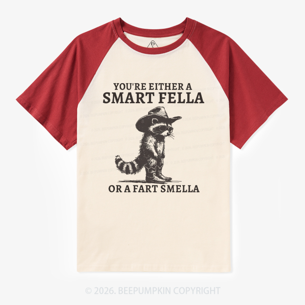 Retro Smart Fella Raccoon 90s Raglan T-Shirt