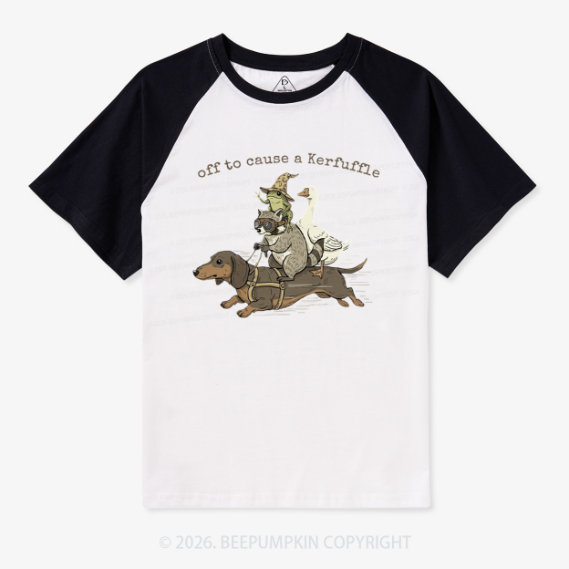 Off to Cause a Kerfuffle – Adventure Crew Raglan T-Shirt