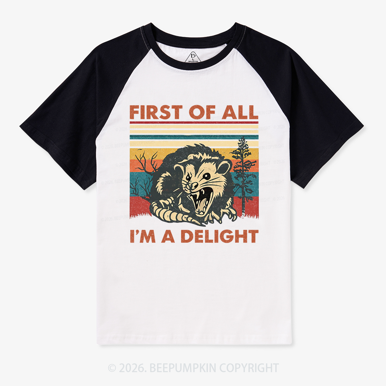 First of All I’m A Delight Opossum Vintage Raglan T-Shirt